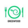 Green food logo with tablewares