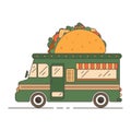 Green food truck with mexican taco Royalty Free Stock Photo