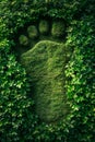 A green footprint in the middle of a bush
