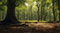 Green Forest: Atmospheric Environment With Oak In #2e8b57 Style