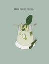 Green forest cocktail , sketch vector.