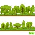 Green forest with flat trees