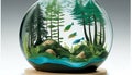 Green Forest Globe: A Serene Water World in the Heart of Nature, Made with Generative AI Royalty Free Stock Photo