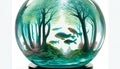 Green Forest Globe: A Serene Water World in the Heart of Nature, Made with Generative AI Royalty Free Stock Photo