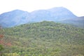 Green forest and hills along the horizon. Atlantic forest in middle of Minas Gerais