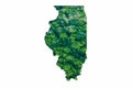 Green Forest Map of Illinois Royalty Free Stock Photo