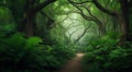 green forest in the morning, the beautyful tropical forest