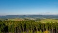 Green forest of pine tree and mountain landscape. Giant Mountains, Karkonosze, Sudets/Sudety, Poland. Royalty Free Stock Photo