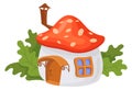 Green forest village building. Cartoon fairy mushroom house Royalty Free Stock Photo