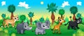 Green forest with wild animals Royalty Free Stock Photo