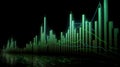 Green Forex Stock Market Chart Against a Black Background. Generative Ai