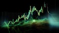 Green Forex Stock Market Chart Against a Black Background. Generative Ai