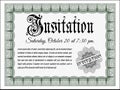 Green Formal invitation template. Money Pattern design. EPS10