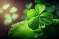 Green four-leaf clover background with copy space