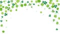 green four leaf clover and confetti banner frame for Patrick day background vector Royalty Free Stock Photo