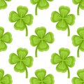 Green Four Leaf Clovers Seamless Pattern