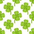 Green Four Leaf Clovers Seamless Pattern