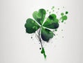 A green fourleafed clover bursting with good luck. AI generation Royalty Free Stock Photo