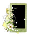 Green frame with apple tree flowers