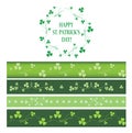 Green frame and borders with clovers - vector decorations for saint patrick day