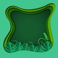 Green frame of paper art style with leaves pattern for nature background,tropical leaf tree textured, conservation energy and
