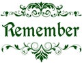 Green frame with REMEMBER text. Royalty Free Stock Photo