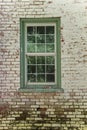 Green framed pane glass window