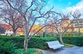 The green Franciscan Garden in Nove Mesto, Prague, Czechia