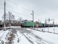 Green freight train
