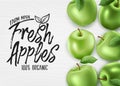 Green Fresh Apples Farm Made Organic 3D Realistic Banner Top View