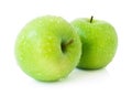 Green fresh apples fruit with water drop isolated on white background , healthy diet food concept Royalty Free Stock Photo