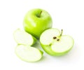 Green fresh apples fruit on white background , healthy diet food Royalty Free Stock Photo