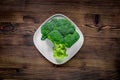 Green fresh broccoli for fitness diet food on wooden table background top view Royalty Free Stock Photo