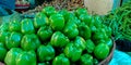 green fresh capsicum kept into the agricultural product shop Royalty Free Stock Photo