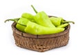 Green fresh capsicum vegetable in basket Royalty Free Stock Photo