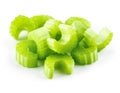 Green fresh celery pieces isolated on white Royalty Free Stock Photo
