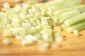 Green fresh celery sticks and pieces Royalty Free Stock Photo