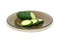 Green fresh cucumber sliced on glass plate Royalty Free Stock Photo