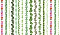 Green Fresh Garden Leaves and Flowers Pattern