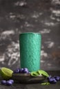 Green fresh healthy smoothie with blueberries Royalty Free Stock Photo