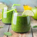 Green fresh healthy smoothie. diet detox concept Royalty Free Stock Photo