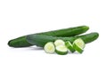 Green fresh japanese cucumber, suhyo or zucchini isolated Royalty Free Stock Photo