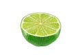 Green fresh lime fruit half isolated on the white Royalty Free Stock Photo
