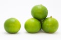 Green fresh limes on white background Royalty Free Stock Photo