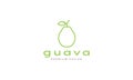 Green fresh line fruit guava logo symbol vector icon illustration graphic design