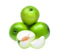 green fresh monkey apple with slices isolated on white background