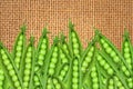 Green fresh peas over burlap background Royalty Free Stock Photo