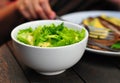 Green fresh salad on the bowl