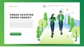 Green Fresh Scooter Flat Vector Background Landing Page Website Template