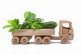 Green, fresh squash truck driving to a farmers market. Royalty Free Stock Photo